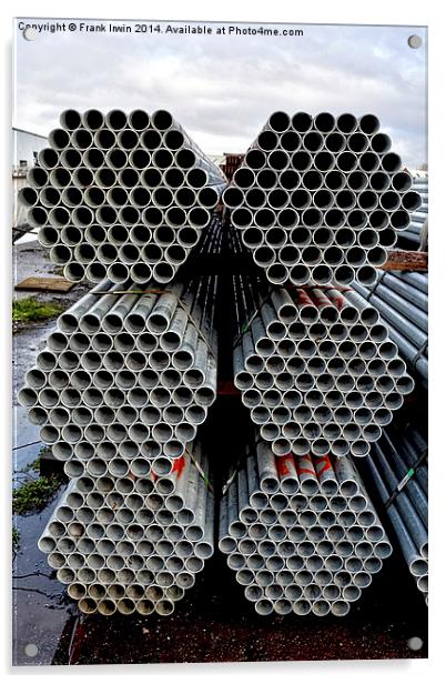 Steel tubes stacked and offloaded, ready for deliv Acrylic by Frank Irwin