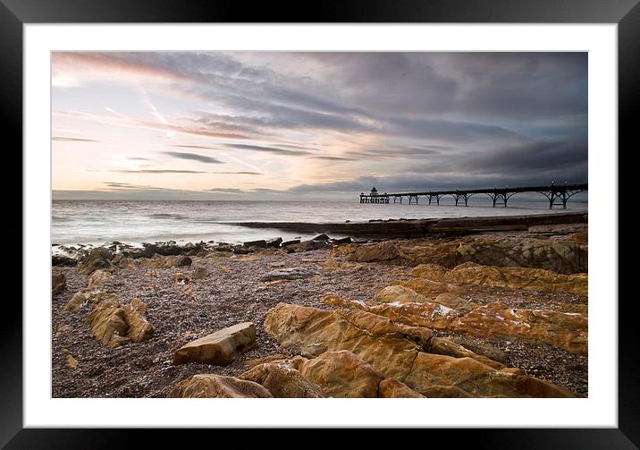 Fading light over Clevedon Pier Framed Mounted Print by Mike French