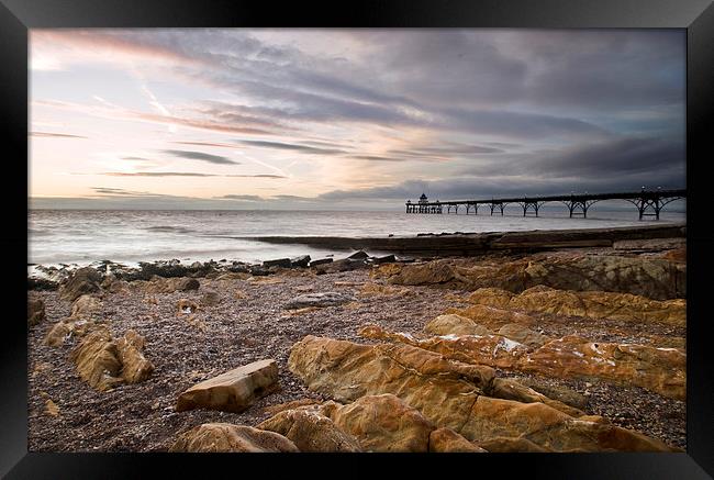 Fading light over Clevedon Pier Framed Print by Mike French
