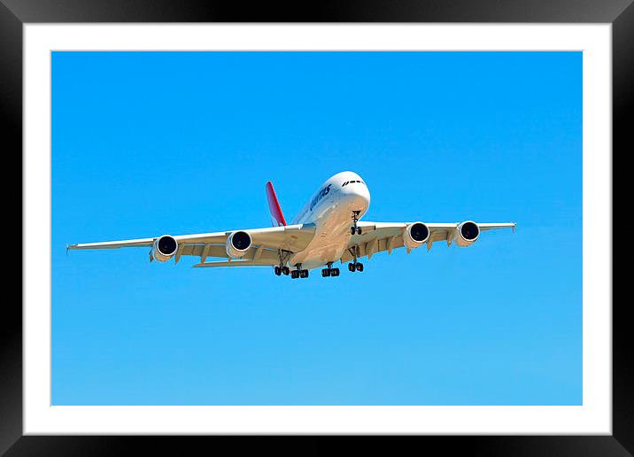 Airbus A380 Airliner Framed Mounted Print by Geoffrey Higges