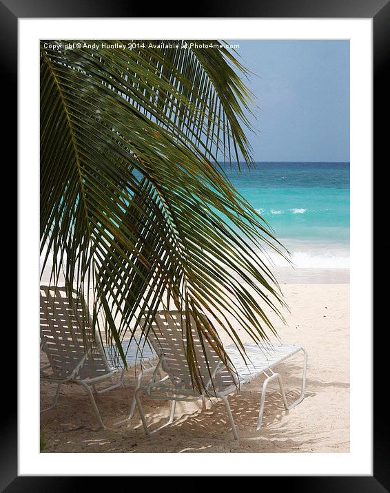 Sunbeds in Barbados Framed Mounted Print by Andy Huntley