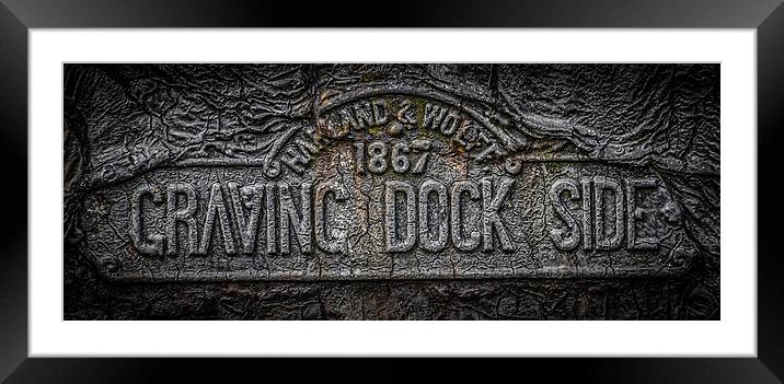 Dock-side Marker, Titanic Slipway, Belfast Framed Mounted Print by Gareth Burge Photography