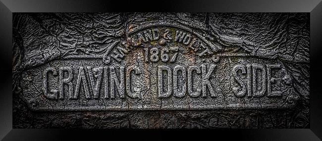 Dock-side Marker, Titanic Slipway, Belfast Framed Print by Gareth Burge Photography