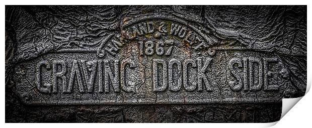 Dock-side Marker, Titanic Slipway, Belfast Print by Gareth Burge Photography