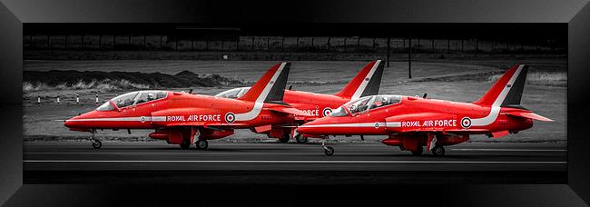 Red Arrows Threesome Take-Off Framed Print by Gareth Burge Photography