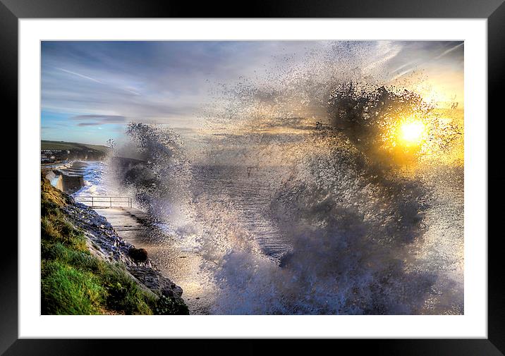 Amroth beach at high tide Framed Mounted Print by Simon West