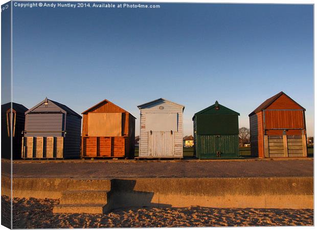 Beach Huts Canvas Print by Andy Huntley