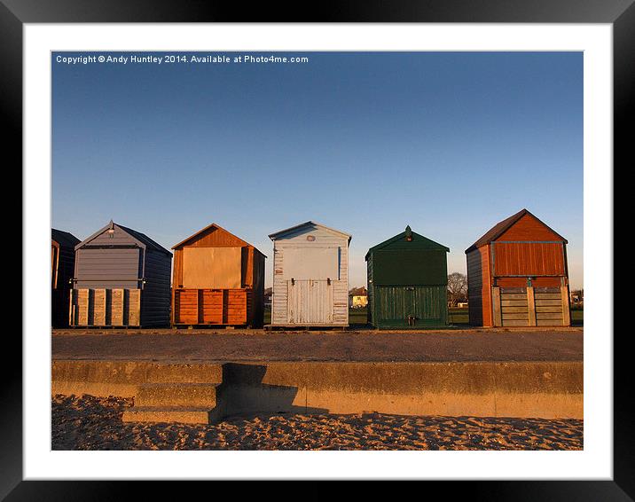 Beach Huts Framed Mounted Print by Andy Huntley