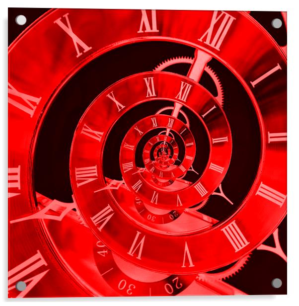 Infinite Time Red 2 Acrylic by Steve Purnell