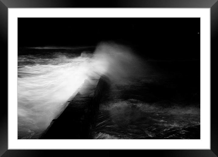 waves smashing over harbour wall Framed Mounted Print by jon betts