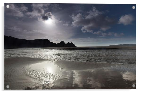  Stunning Three Cliffs Bay, Gower Peninsula. Acrylic by Leighton Collins
