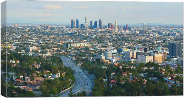 Los Angeles Skyline and Los Angeles Basin Canvas Print by Ram Vasudev