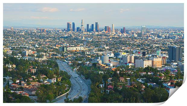 Los Angeles Skyline and Los Angeles Basin Print by Ram Vasudev