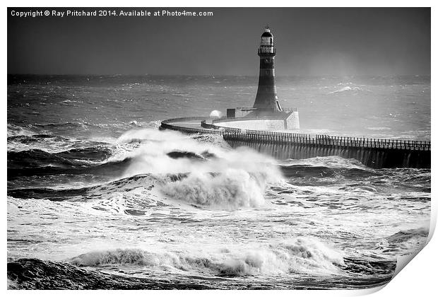 Rough Seas at Roker Print by Ray Pritchard