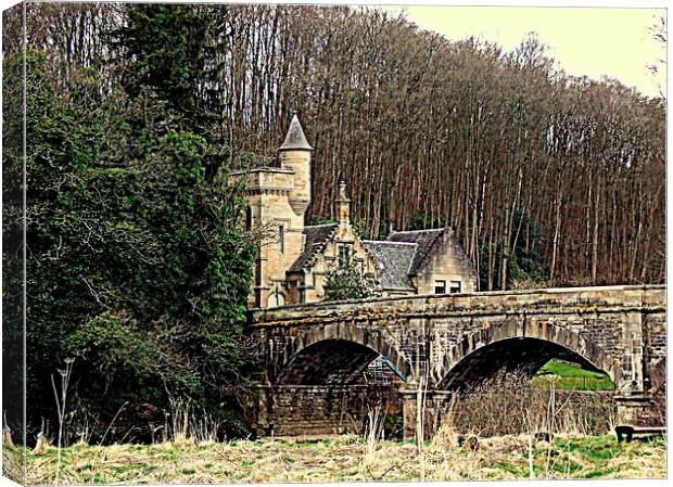 Mauldslie Bridge and Gatehouse Canvas Print by Bill Lighterness