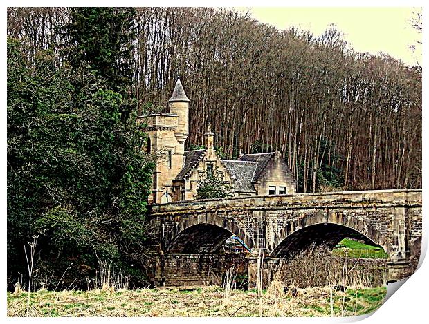 Mauldslie Bridge and Gatehouse Print by Bill Lighterness