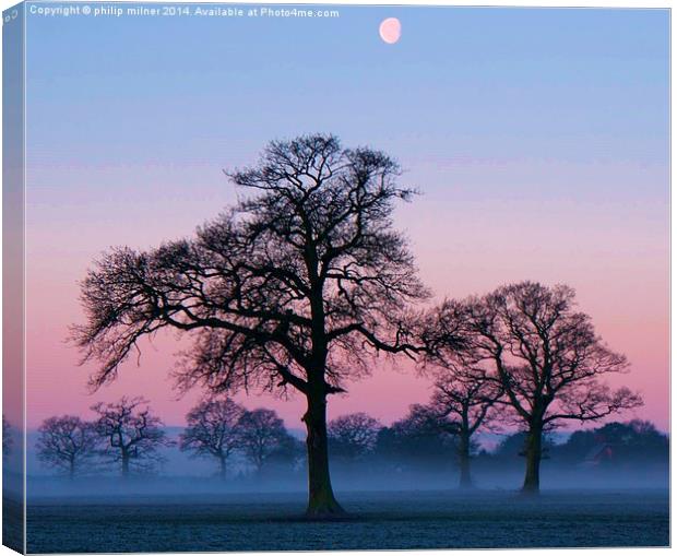 Mist And Moon Canvas Print by philip milner
