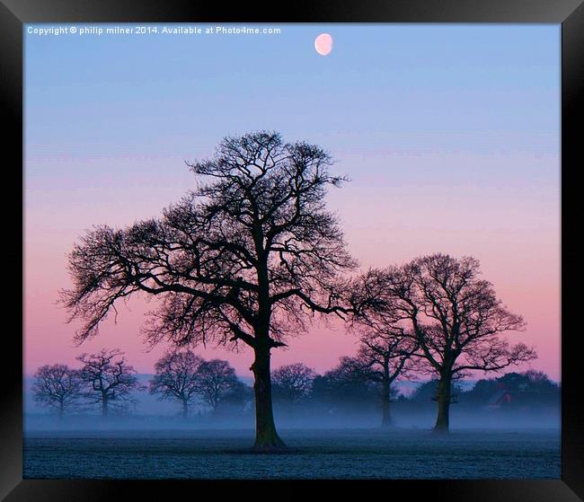 Mist And Moon Framed Print by philip milner