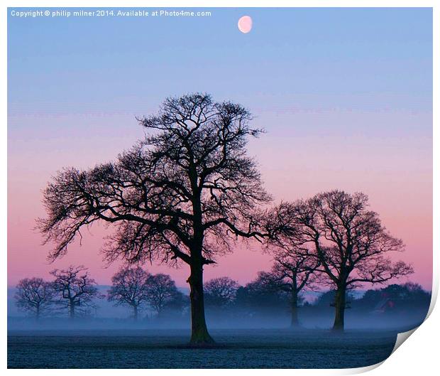 Mist And Moon Print by philip milner