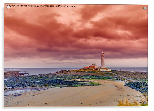 St Marys Lighthouse Acrylic by Trevor Kersley RIP