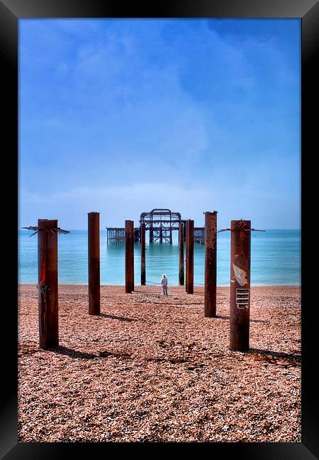 Man looking out to The West Pier Framed Print by Paul Austen