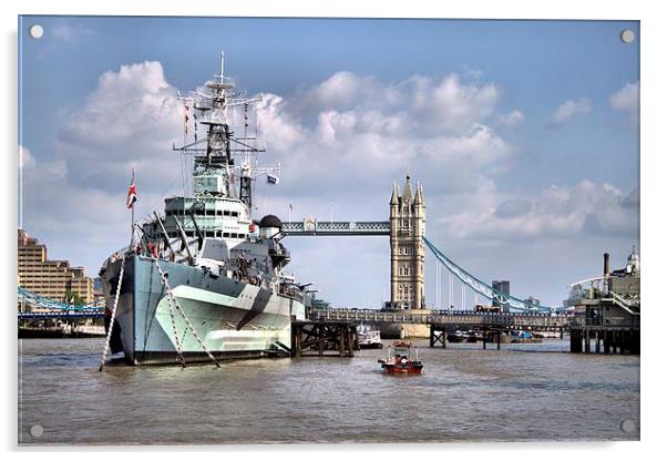 HMS Belfast Acrylic by Paul Austen