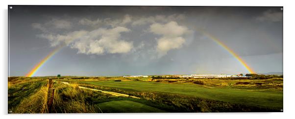 Rainbow over Prestwick Old Course Acrylic by Gareth Burge Photography