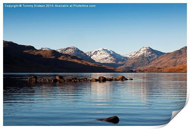 Arrochar Alps Reflected on Loch Arklet Print by Tommy Dickson