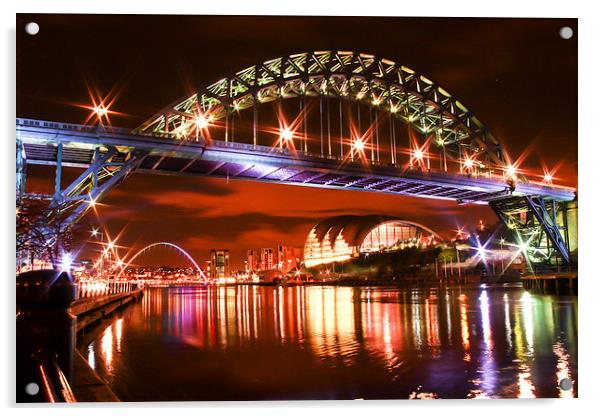 Newcastle and Gateshead Quayside Acrylic by Helen Holmes
