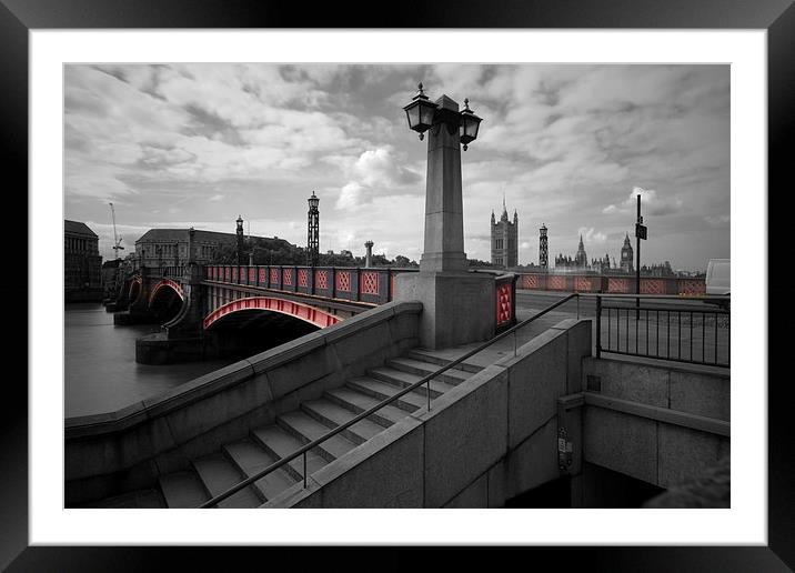 Lambeth Bridge London Thames at night Dusk Framed Mounted Print by David French