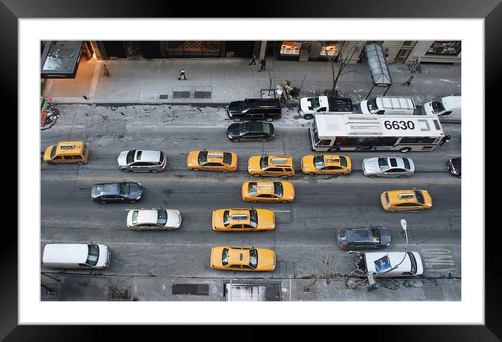 New York taxis Framed Mounted Print by Stuart Barnes