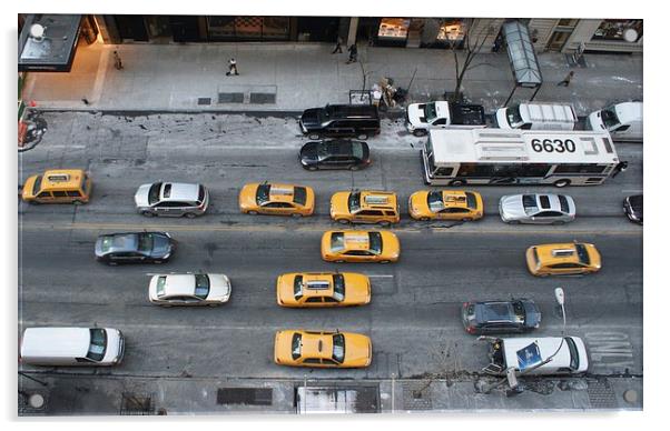 New York taxis Acrylic by Stuart Barnes