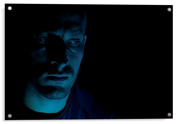 Blue selfie Acrylic by Mark Holbrook