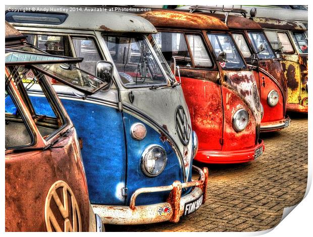 VW Campervans Print by Andy Huntley