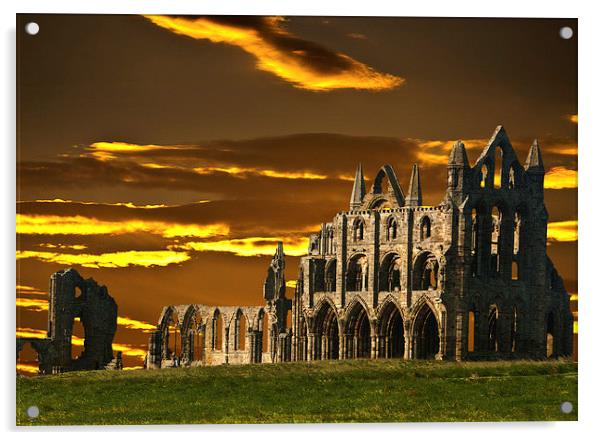 Whitby Abbey Acrylic by Peter Jarvis