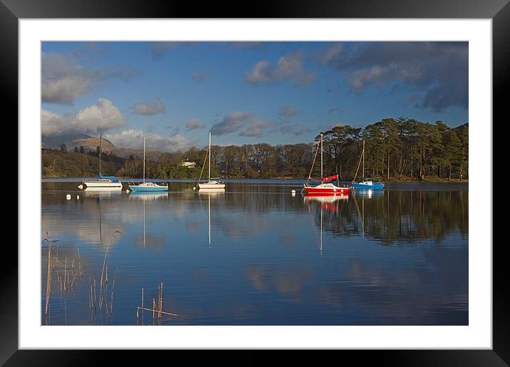 Yachts on the lake Framed Mounted Print by Steven Plowman