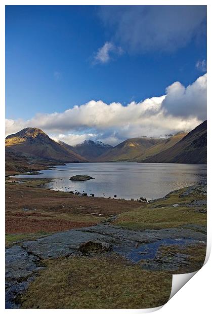 Blue sky over Wastwater Print by Steven Plowman