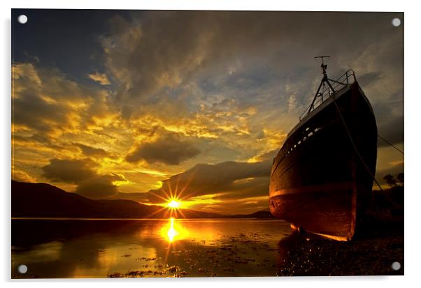 Loch Eil wreckship Acrylic by R K Photography