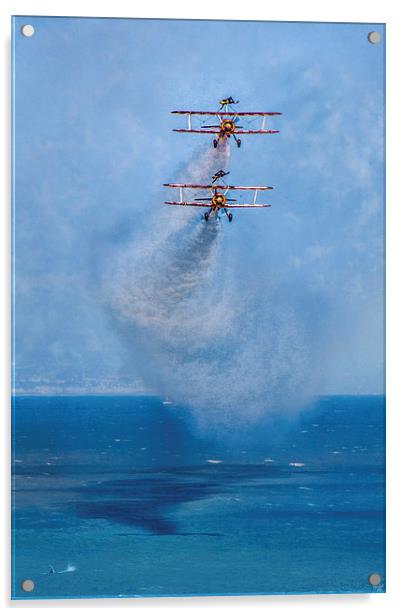 Stearman Biplanes At Eastbourne Acrylic by Chris Lord