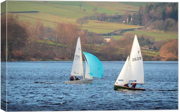 Dinghy Racing In Winter Canvas Print by Malcolm Snook