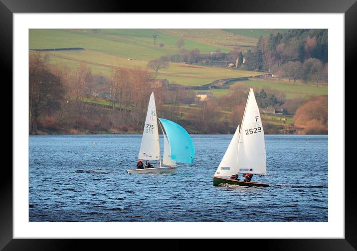 Dinghy Racing In Winter Framed Mounted Print by Malcolm Snook