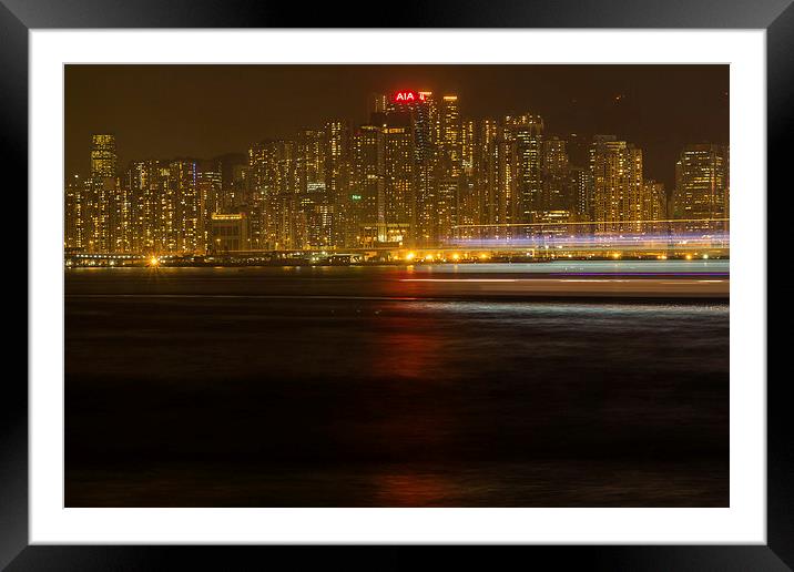 Hong Kong by night Framed Mounted Print by colin chalkley