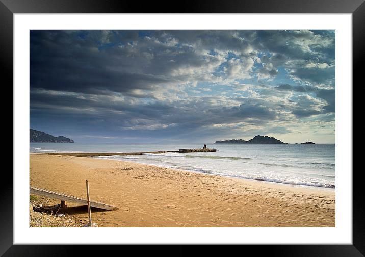 KISSING COUPLE OF CORFU Framed Mounted Print by chris thomson