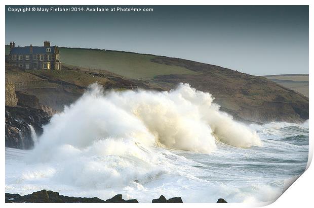 Stormy Seas in Cornwall Print by Mary Fletcher