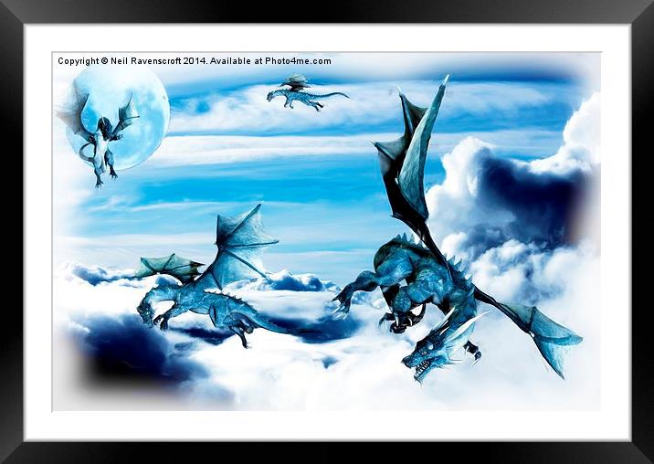 Blue Dragons Framed Mounted Print by Neil Ravenscroft