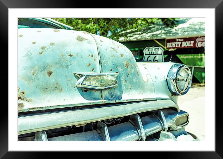 Old Chevy on route 66 Framed Mounted Print by Greg Marshall