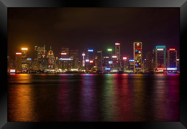 Hong Kong by night Framed Print by colin chalkley