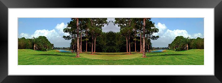 Panorama of Lawn and Lake Framed Mounted Print by james balzano, jr.