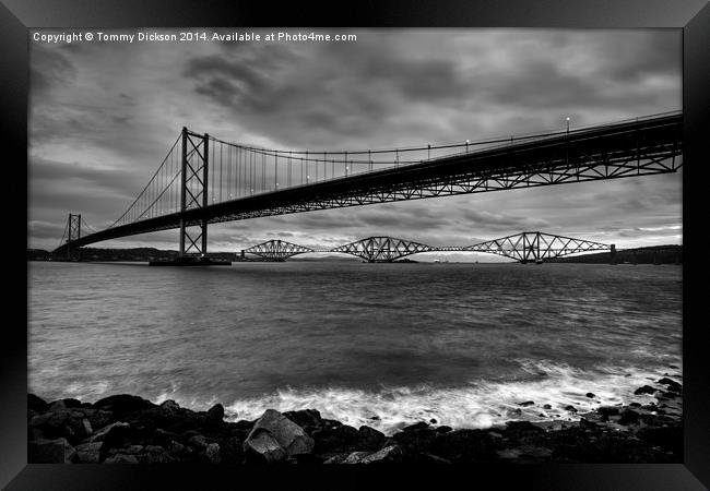 Forth Bridges Scotland. Framed Print by Tommy Dickson