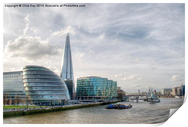 The Shard and London Skyline Print by Chris Day